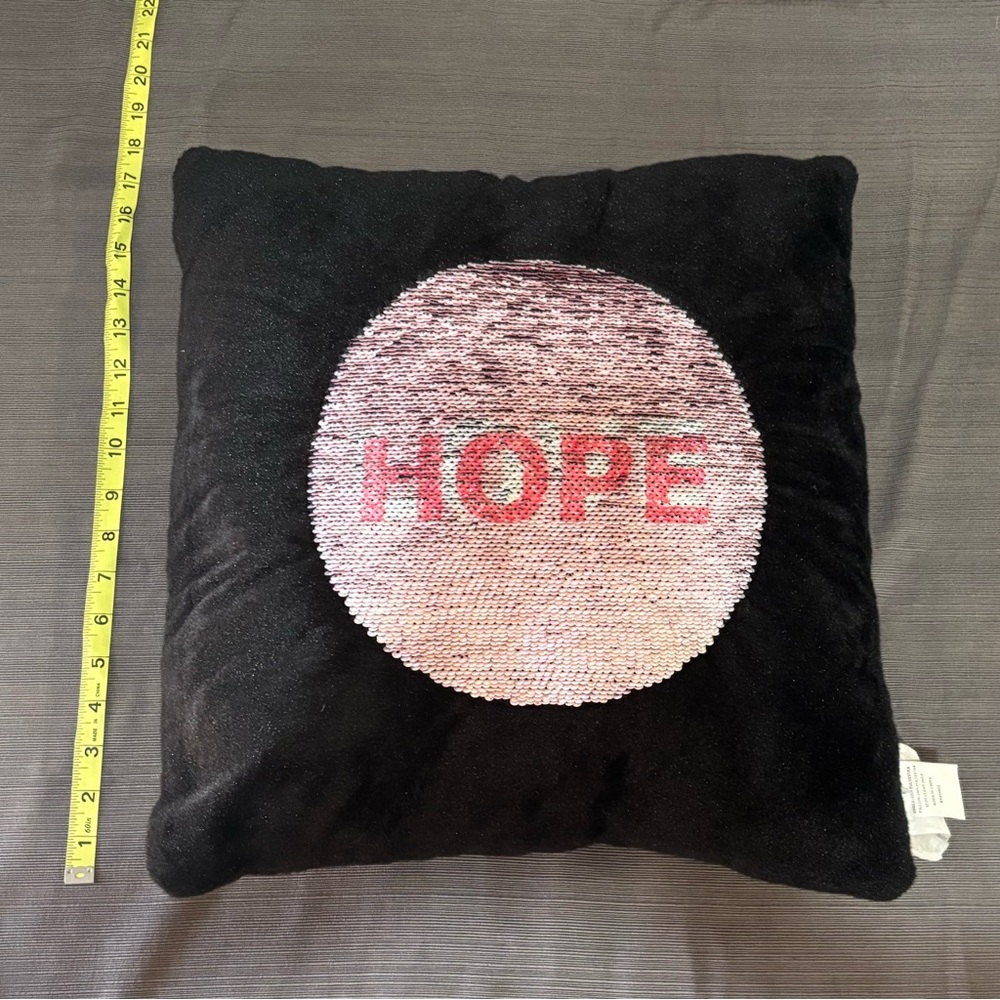 Black Hope & Love Sequin Pillow